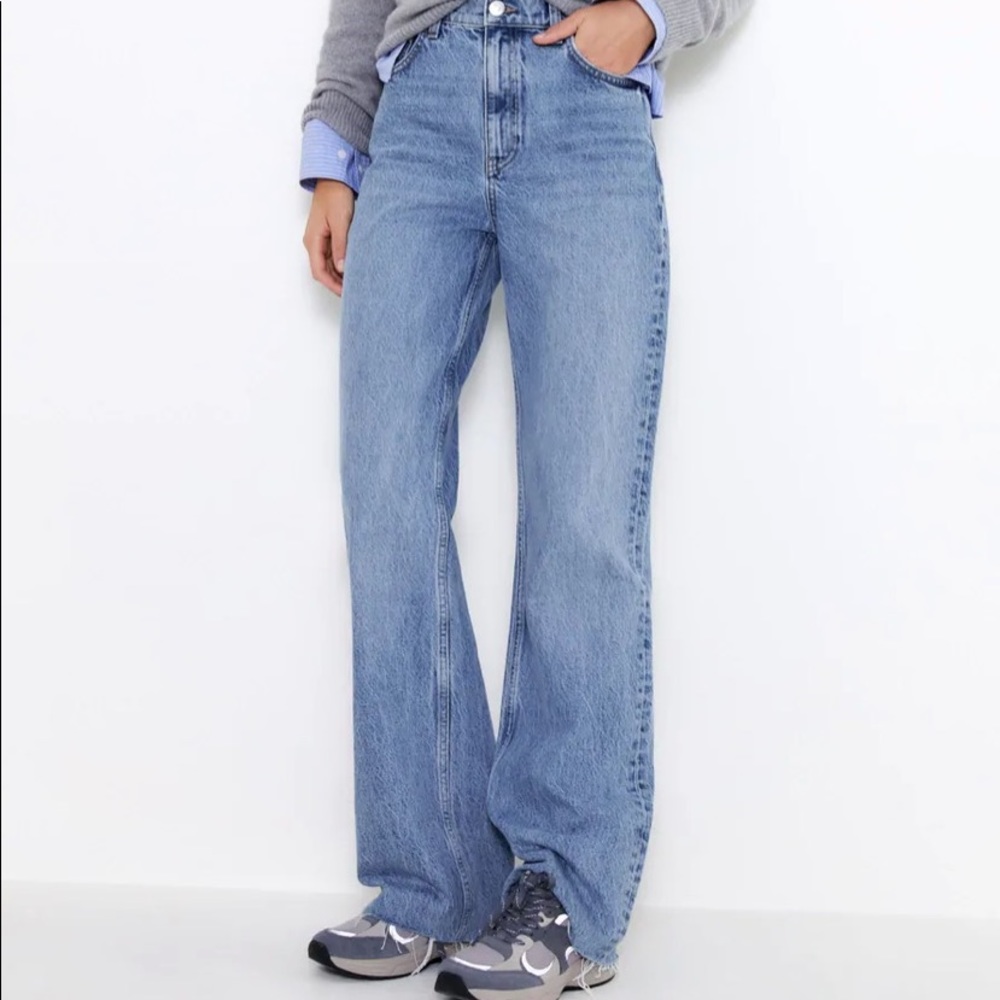 Blue Zara Wide Leg Jeans
